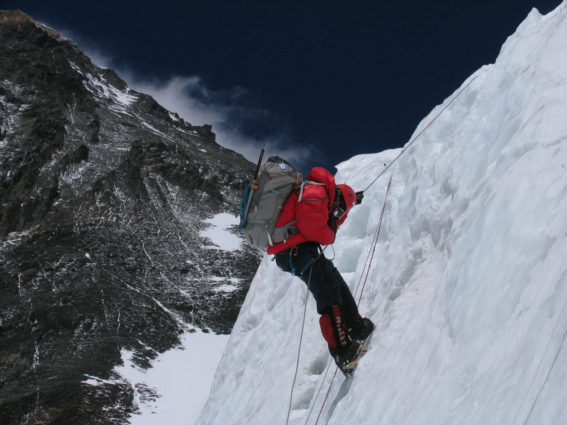 Alan Mallory climbing steep section of the Lhotse Face