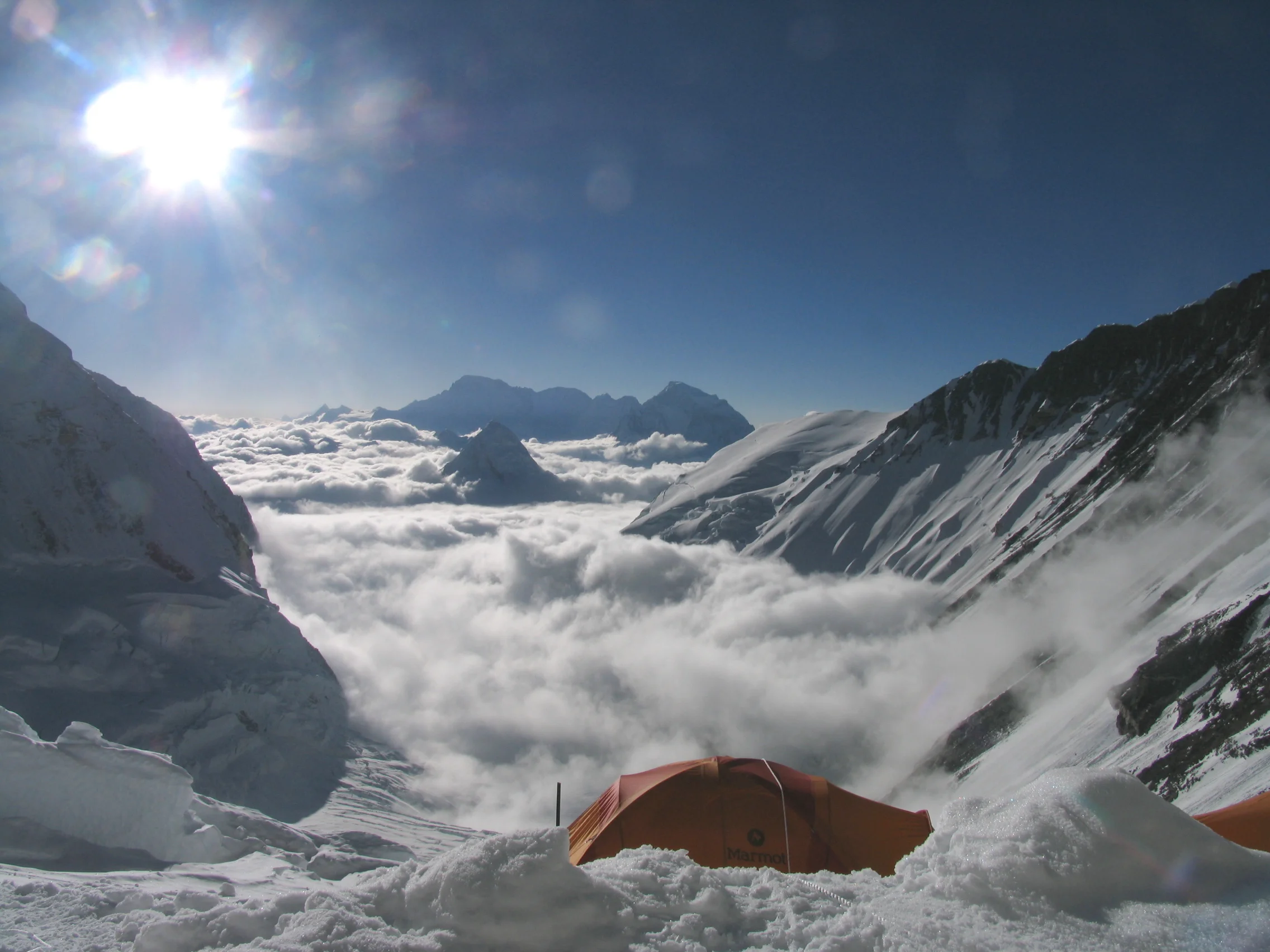 Photo from the Mallory's tent at Camp 3 on Mount Everest